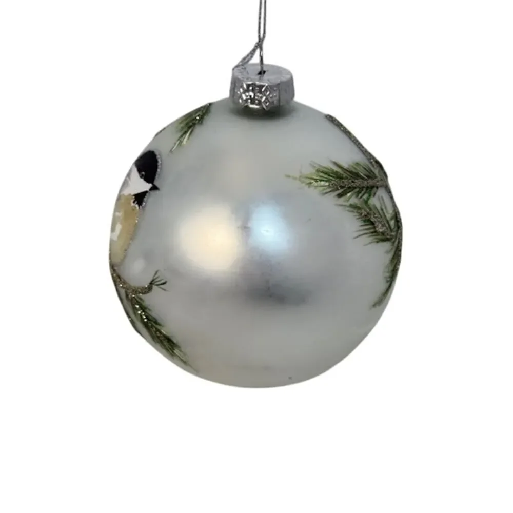 Raz Imports Winter Chickadee Glass Ball Ornament 5